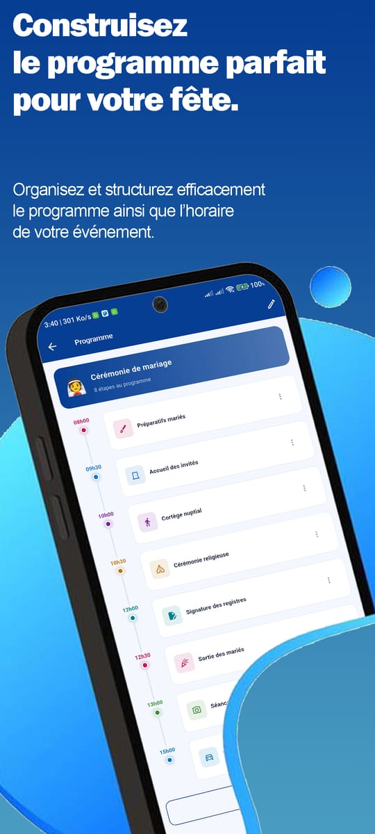 Construire le programme de votre fête