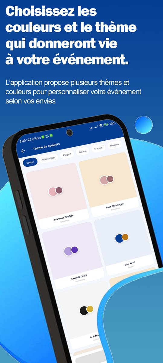 Choisir les couleurs et le thème de votre événement